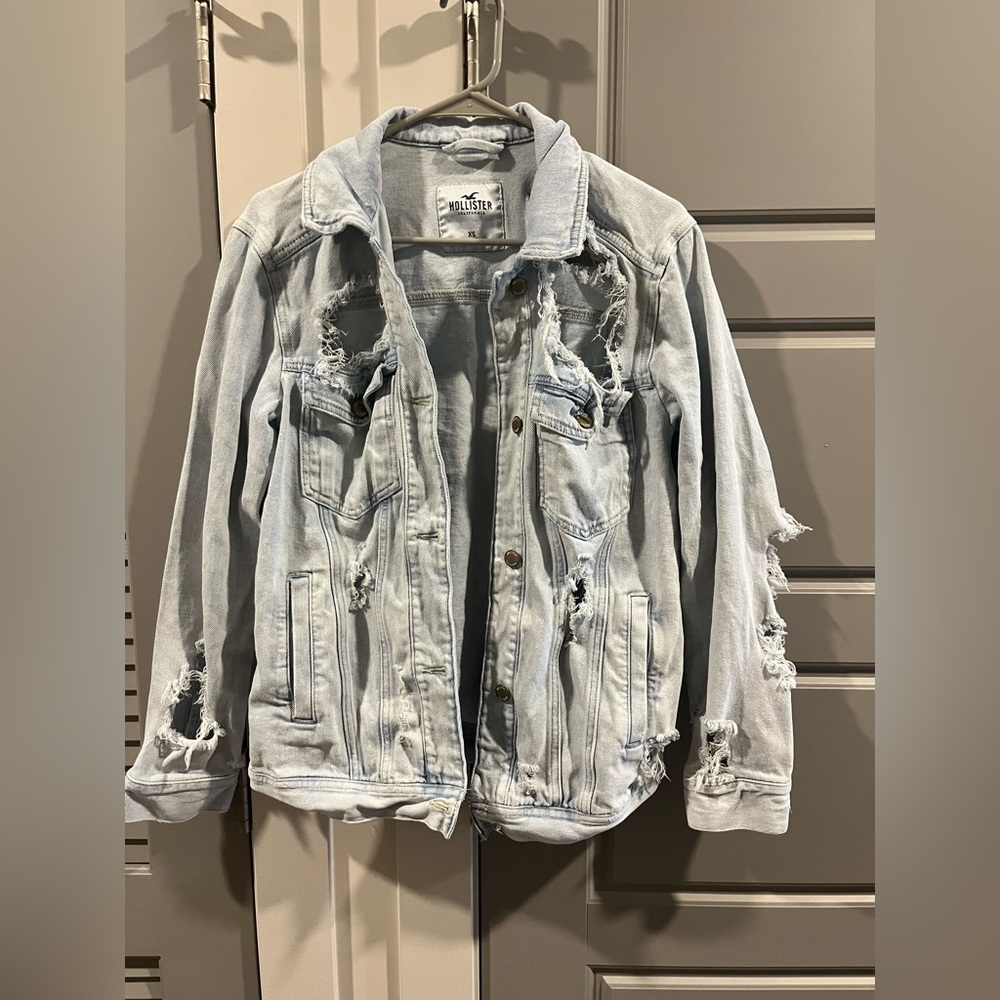 Hollister Light Wash Blue Distressed Denim Jacket